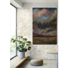 Teona Ahşap Yağlı Boya Görünümlü Modern Sanat Gökyüzü Ahşap Dekoratif Tablo Dikdörtgen Tablo