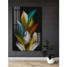 Teona Ahşap Renkli Tüylerin Zarafeti Yağlı Boya Görünümlü Ahşap Dekoratif Tablo Dikdörtgen Tablo