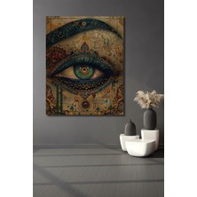 Teona Ahşap Gızemlı Göz Yağlı Boya Görünümlü Ahşap Dekoratif Tablo Dikdörtgen Tablo