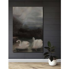 Teona Ahşap Asil Siyah Beyaz Görünümlü Yağlı Boya Sanat Tablosu Dikdörtgen Tablo