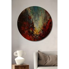 Teona Ahşap Yangın Ruhu Yağlı Boya Görünümlü Modern Soyut Sanat Dekoratif Ahşap Tablo Yuvarlak Tablo