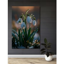 Teona Ahşap Kar Tanesi Çiçekleri Yağlı Boya Görünümlü Ahşap Dekoratif Tablo Dikdörtgen Tablo