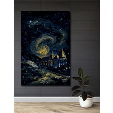 Teona Ahşap Hogwarts Yıldızlı Geceler Yağlı Boya Görünümlü Ahşap Dekoratif Tablo Dikdörtgen Tablo