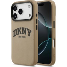 DKNY Apple iPhone 17 Pro Uyumlu Kılıf Orjinal Lisanslı M-safe Şarj Özellikli PU Deri Kabartmalı Kapak