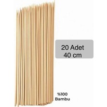 20 Adet 40 cm Yüzde Yüz Bambu Çöp Şiş Çubuğu Izgara Çubuğu