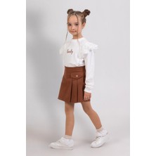 Mojo Bebek Mojo Kız Çocuk 4-9 Yaş Şort Etekli Takım 9807 Kahverengi
