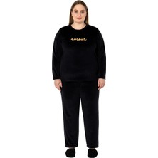 Pemilo Kadın Büyük Beden 13213 Kadife Pijama Takımı
