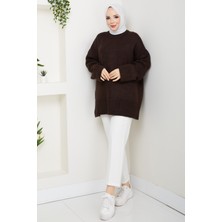 Pamuk Butik Kadın Bisiklet Yaka Oversize Triko Kazak -PMK485
