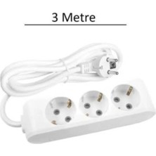 Turanyolu 3 Metre Dayanıklı Kablolu 3’lü Priz – Ev ve Ofis Için Güvenli Bağlantı