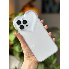 Go Aksesuar Iphone 14 Pro Şeffaf 3D Kalp Tasarımlı Silikon Kılıf