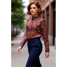 PayBuy Kadın Şal Desenli Yoryo Şifon Gömlek Fonksiyonel Dayanıklı Kaliteli Konforlu Estetik Rahat