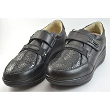 Dr.Comfort Dr. Comfort 5015 Siyah Hakiki Deri Cırtlı Ortopedik Diyabetik Anne Ayakkabı