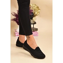 ModaOnn Kadın Siyah Beyaz Bağcıksız Rahat Hafif Memory Kalın Taban Yürüyüş Anne Günlük Bez Spor Ayakkabı