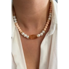 Liveyn Design Kehribar Renk Uçlu Kolye