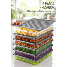 Nandy Home 6 Adet 2400ML. Freshbox Saklama Kabı Seti - Mikrodalga ve Difrize Uyumlu