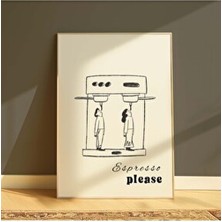 DES VU PRINT Espresso Please Poster, Espresso Kahve Mutfak Temalı Çerçevesiz Poster