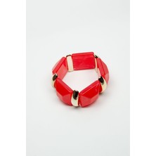 Liveyn Design Gold Detaylı Kalın Akrilik Esnek Bileklik