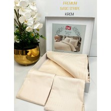 Taç Stripe Saten Nevresim Takımı Çift Kişilik