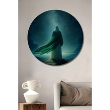 Teona Ahşap Nurdan Gelen Işık Yağlı Boya Görünümlü Ahşap Dekoratif Tablo Yuvarlak Tablo