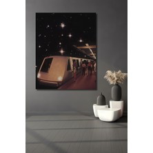 Teona Ahşap Uzay Treni Yağlı Boya Görünümlü Ahşap Dekoratif Tablo Dikdörtgen Tablo