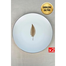Tabak Evi Porselen Natura Fern Altın Yaldız Servis Tabağı 24,50CM 2 Li