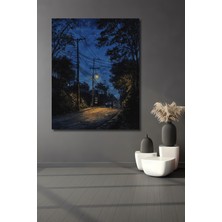 Teona Ahşap Sulu Boya Görünümlü Gece Manzarası Ahşap Dekoratif Tablo Dikdörtgen Tablo