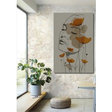 Teona Ahşap Kadın Yüzü ve Çiçekler Pastel Boya Görünümlü Ahşap Dekoratif Tablo Dikdörtgen Tablo