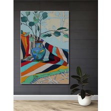 Teona Ahşap Renkli Kumaşlar ve Çiçeklerle Sulu Boya Görünümlü Ahşap Dekoratif Tablo Dikdörtgen Tablo