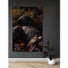 Teona Ahşap Şövalye Zırhı Çiçek Bahçesi Yağlı Boya Görünümlü Ahşap Dekoratif Tablo Dikdörtgen Tablo