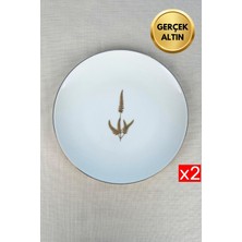 Tabak Evi Porselen Natura Marinum Altın Yaldız Servis Tabağı 24,50CM 2 Li