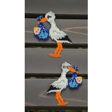 Seard Miyuki Boncuk El Yapımı Bebek Taşıyan Leylek Broş - Yaka Iğnesi