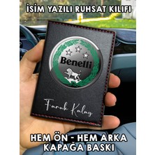 Nurdic Benelli Ön Arka Baskılı Oto Araç Ruhsat Kabı Kartlık Deri Isim Yazılı Kişiye Özel Cüzdan