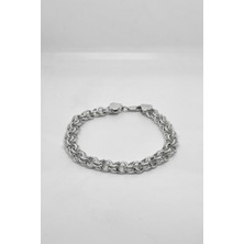 Oya Silver Çift Halkalı Erkek Zincir Gümüş Bileklik