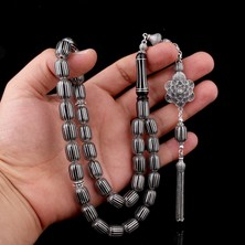 Takı925 925 Ayar Gümüş 20'li Karpuz Kesim Erzurum Oltu Taşı Tesbih