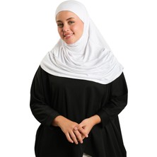 Hürrem Bone Beyaz Pratik Hazır Geçmeli Tesettür Eşarp Viskon Boneli Büyük Boy 1290BV_42