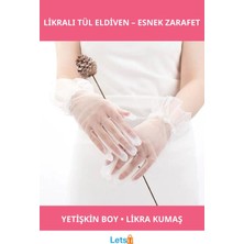 Letsii Kısa Boy Likralı Güpürlü Yetişkin Tül Eldiven