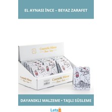 Letsii Taşlı Ince Model Beyaz El Aynası Istanbul Tasarımı