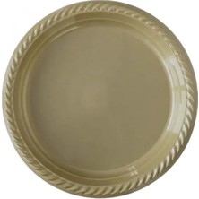 Parti Adresi Plastik Tabak Altın Renkli 22 Cm 25'li