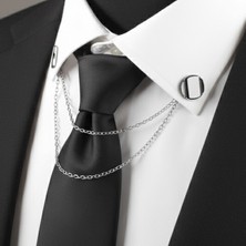 Gümüş Renk Yuvarlak Zincirli Gömlek & Ceket & Damatlık & Yaka Iğnesi