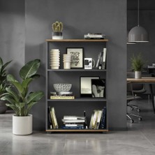 Adore Mobilya Rio 3 Raflı Kitaplık - Antrasit/kontra 72X109X34 cm