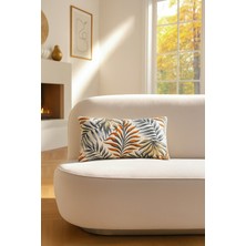 Premier Home Duck Yapraklı Kırlent Kılıfı Mavi Kiremit V1 35X70