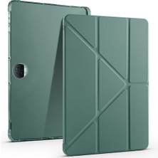 Tekno Grup Honor Pad 9 Kılıf Zore Tri Folding Kalem Bölmeli Standlı Kılıf-Koyu Yeşil