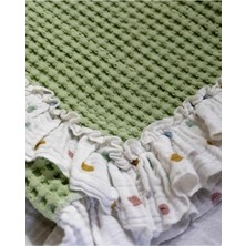 Mimiko Waffle Müslin Fırfır Detaylı Çocuk & Bebek Örtü | Battaniye | Pike |90X100 %100 Pamuk Çok Amaçlı