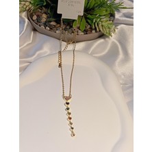 Euro Aksesuar Renkli Zirkon Taş Detaylı Element Çelik Kolye