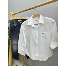 Jacklions Jack Lions Erkek Çocuk %100 Pamuk Keten Gömlek 24127 Beyaz