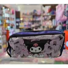 Ada Çanta Kırtasiye Çocuk Kalem Kutusu Iki Bölümlü Kuromi Figürlü Pullu KRM7100