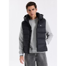 Calvin Klein Jeans Siyah Erkek Yelek LV04RD531GUB1 Svls Nylon Zıp Off Ho