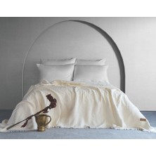 Dantela Lumia Etnik Desen Yatak Örtüsü - Krem