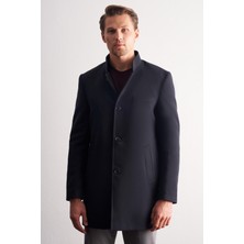 İmza Koyu Lacivert Hakim Yaka Classic Slim Fit Esnek Kaban 1008255162