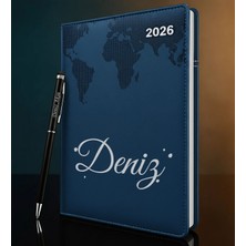 Bk Gift Kişiye Özel Isimli Termo Sert Kapak 2026 Lacivert Ajanda & Kalem -3, Öğretmenler Günü Hediyesi, Yeni Iş Hediyesi